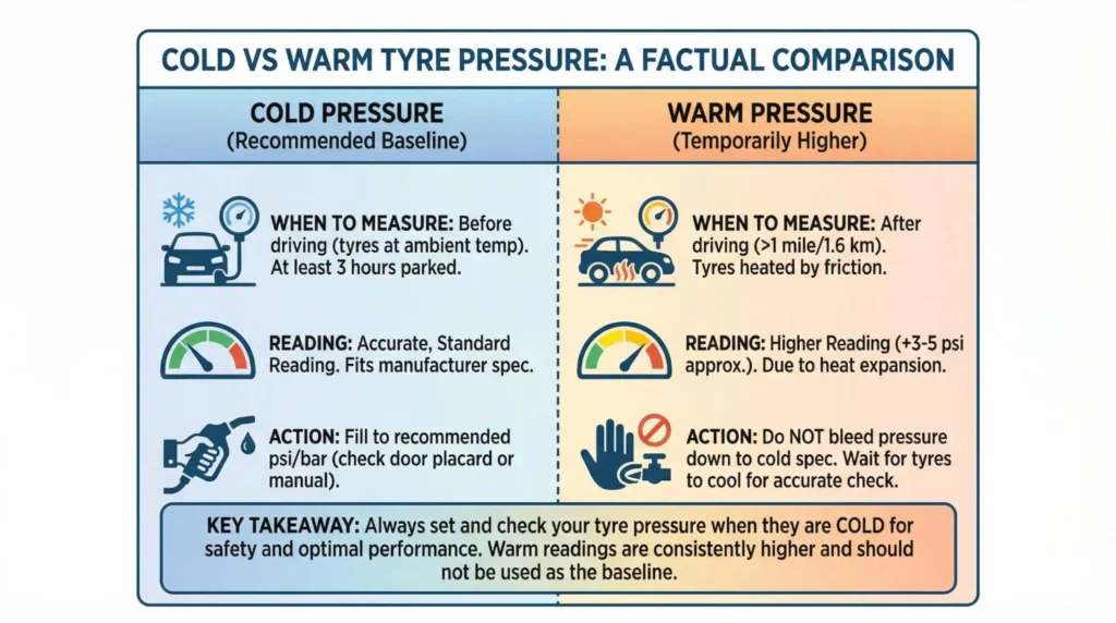 cold vs warm ttre pressure