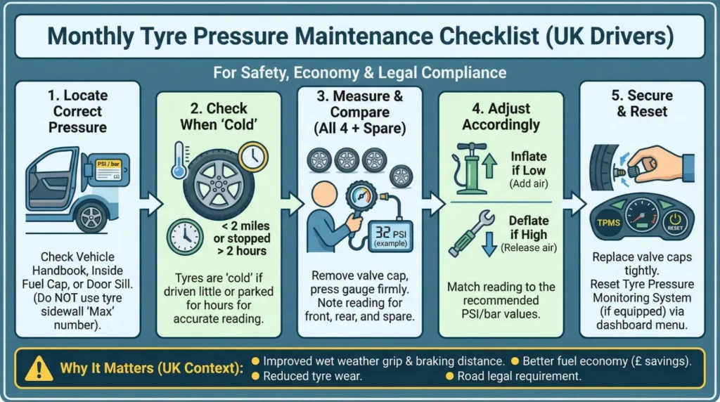 Monthly yre Pressure Maintenance checklist 
