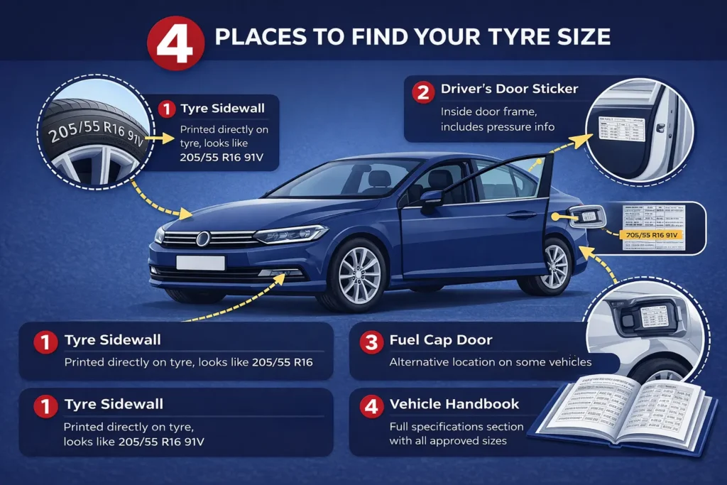 places to find your tyre size