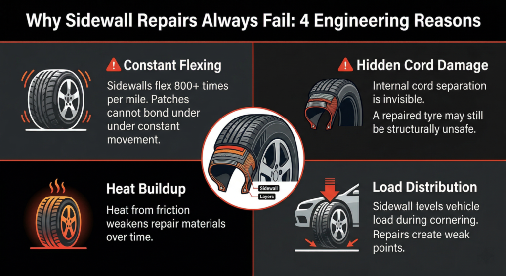 Why Tyre Sidewall Repair Doesn’t Work: The Engineering Reality