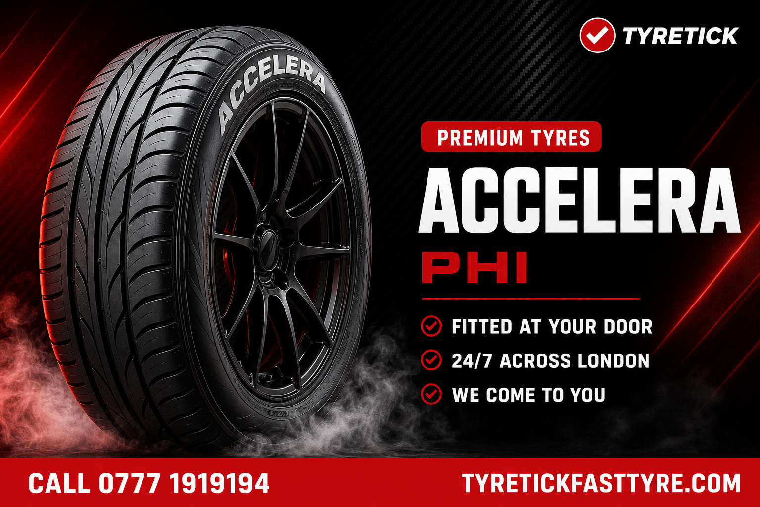 Accelera Phi tyres fitted at your door across London by Tyretick