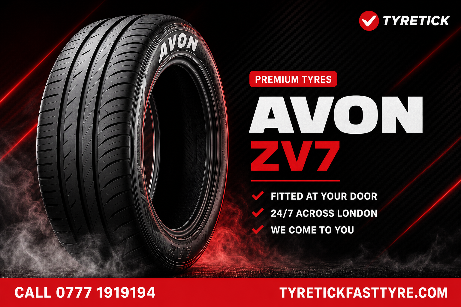 Avon ZV7 tyre ready for mobile fitting in London