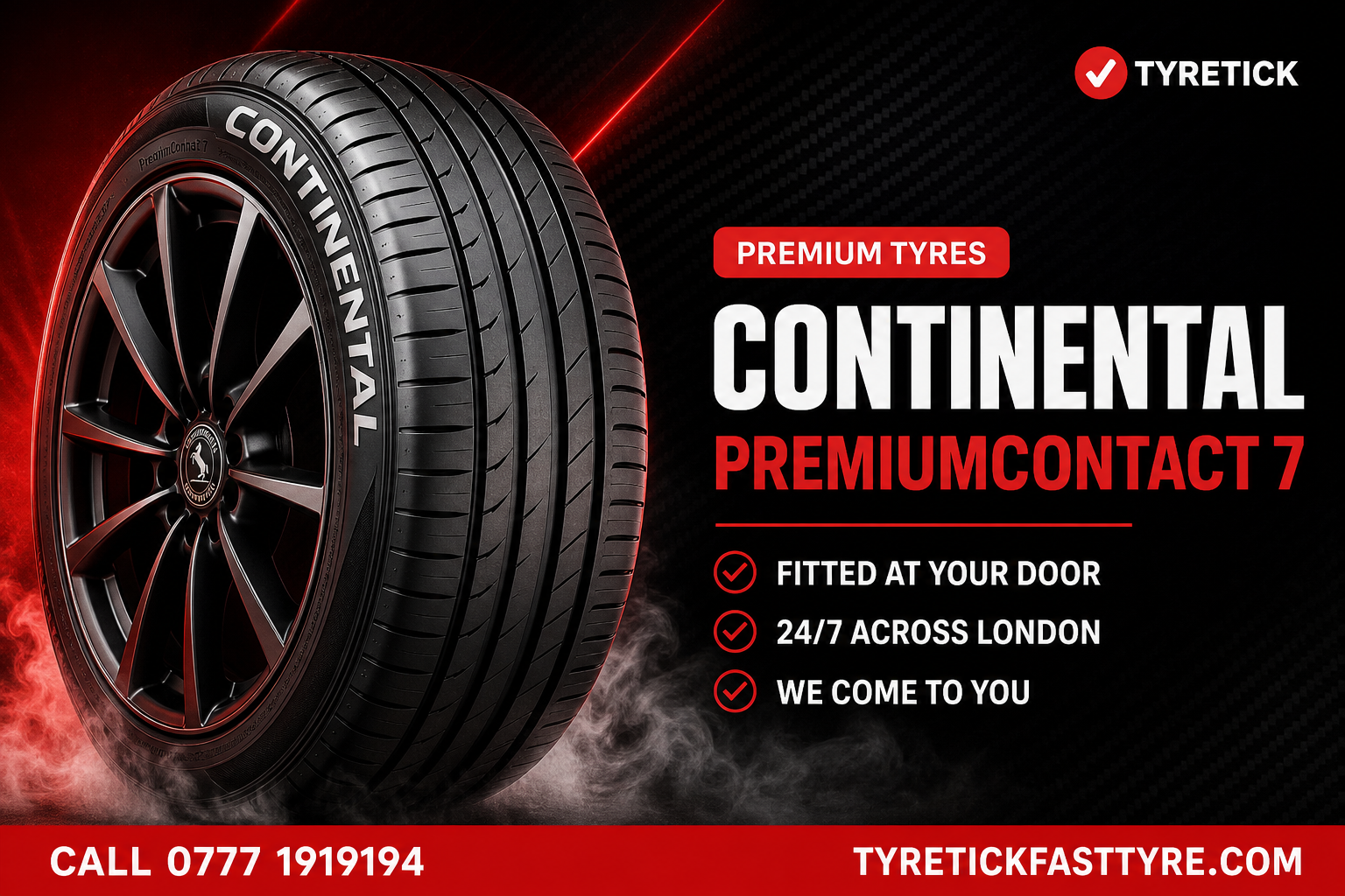 Continental PremiumContact 7 tyre ready for mobile fitting in London