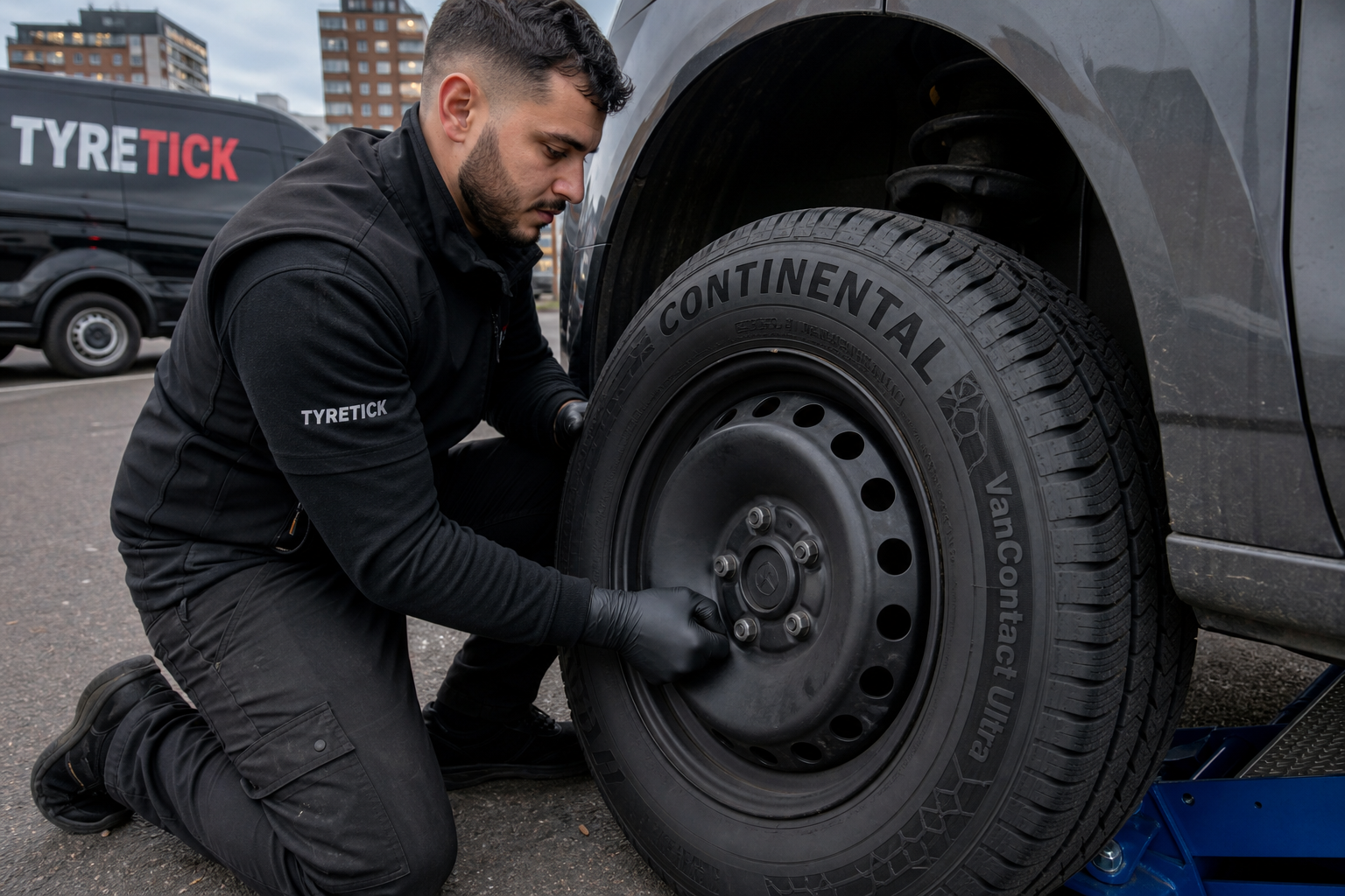 Continental tyres fitted to a Ford Transit Custom in Croydon
