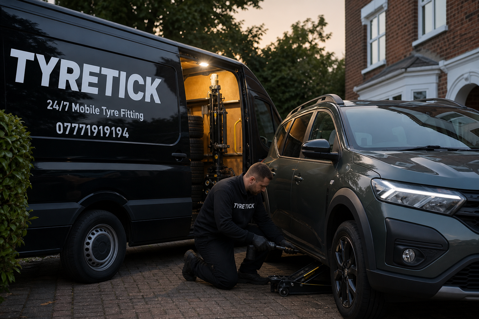 Dacia Jogger mobile tyre service on a Richmond driveway