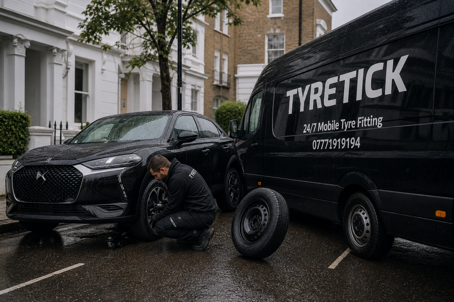 DS 3 Crossback roadside tyre replacement in Clapham