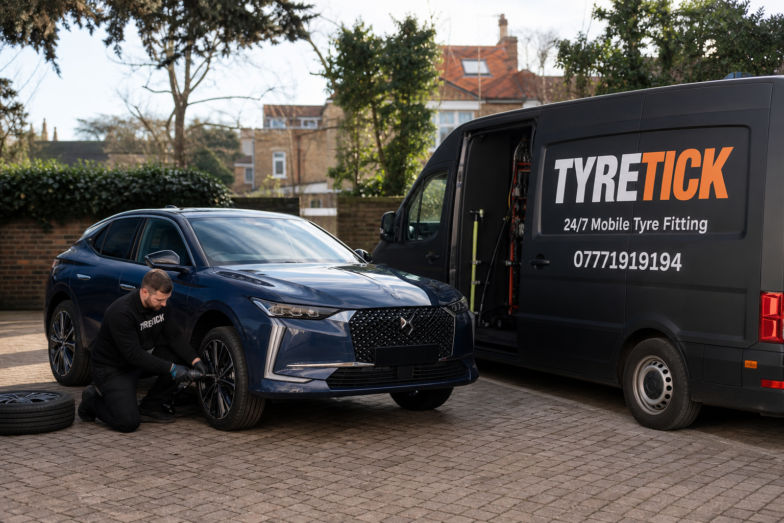 DS 4 mobile tyre service on a driveway in Richmond