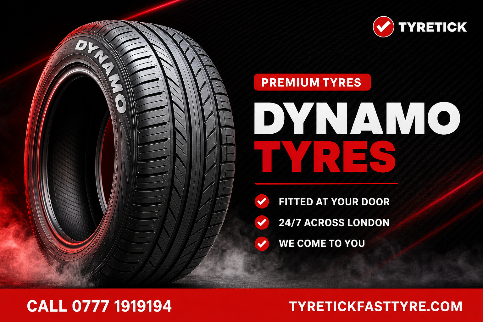 Dynamo tyres fitted by a mobile tyre technician in London