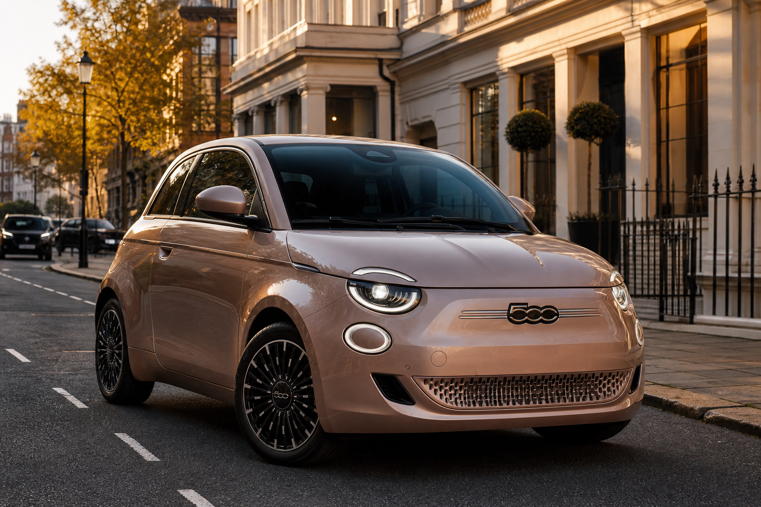 Fiat 500e in London with mobile tyre fitting support