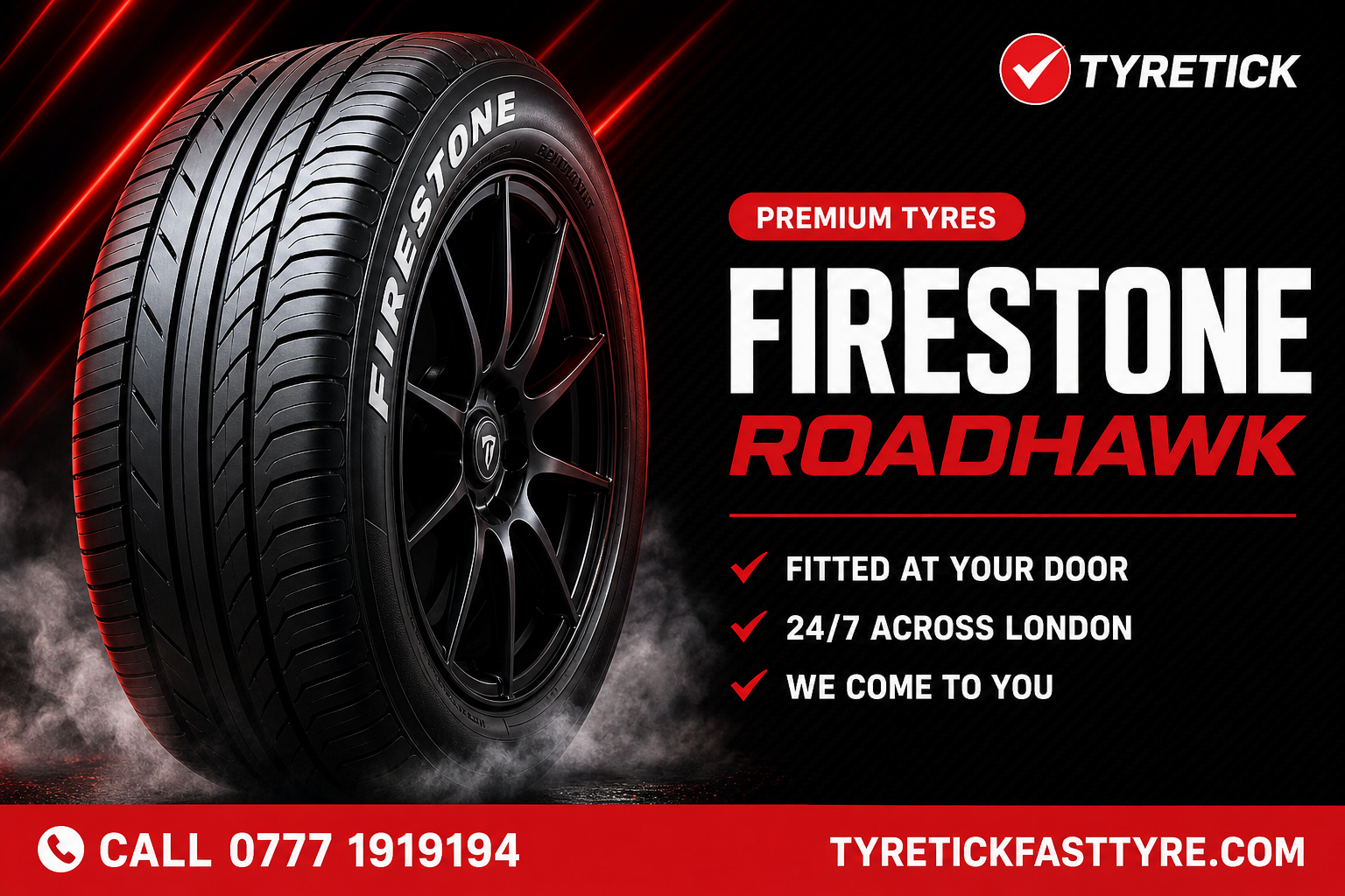 Firestone Roadhawk tyre available with mobile fitting across London