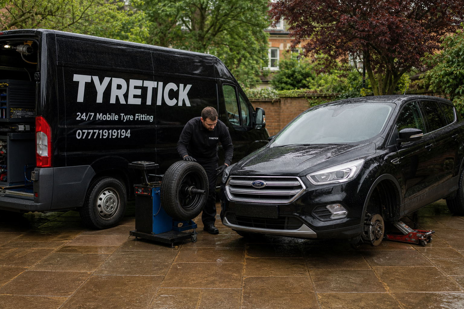 Ford Kuga mobile tyre replacement on a Richmond driveway