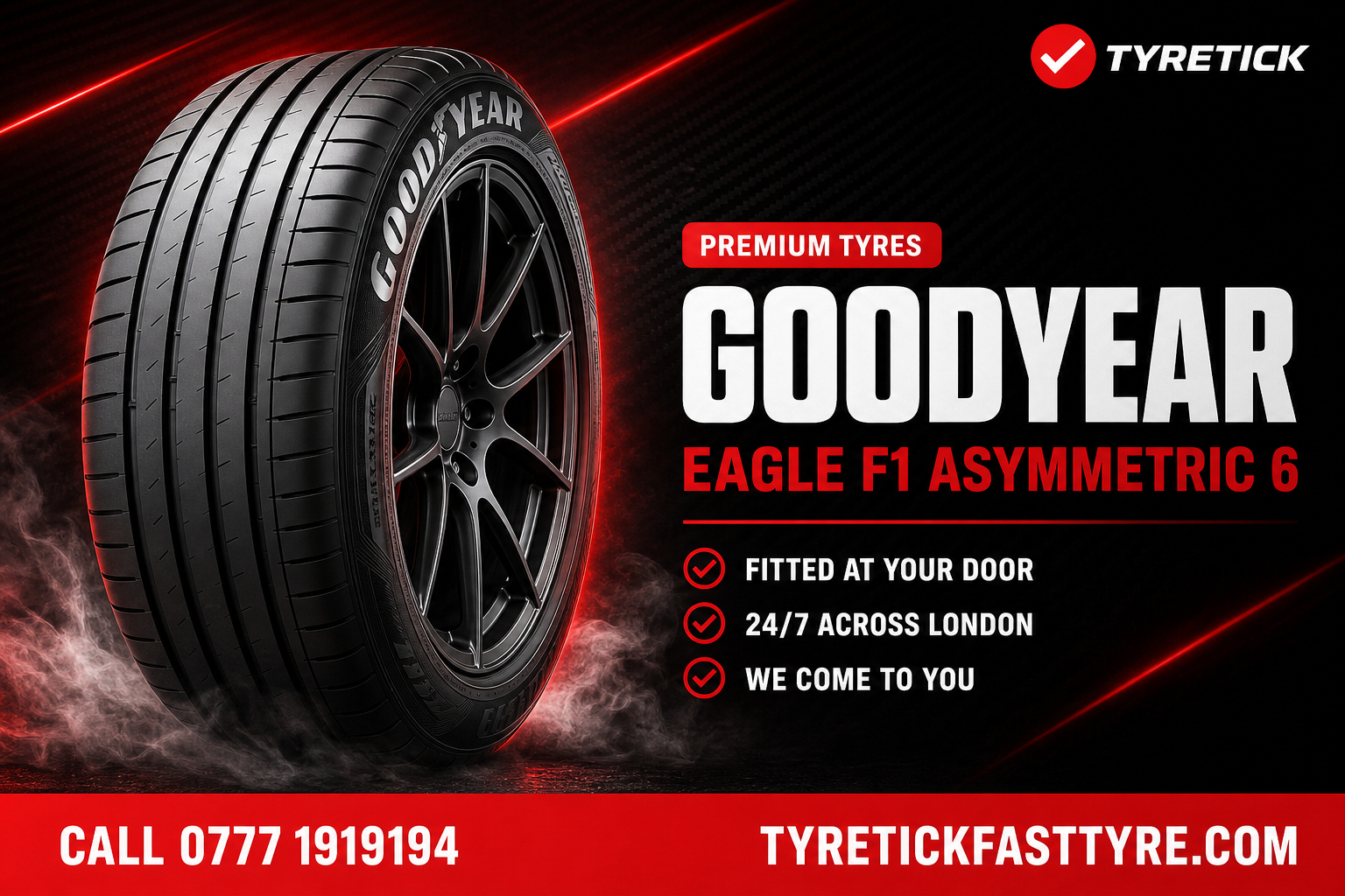Goodyear Eagle F1 Asymmetric 6 tyre ready for mobile fitting in London