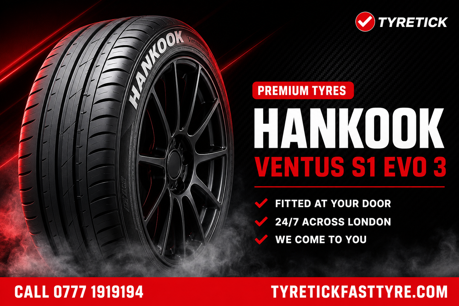 Hankook Ventus S1 evo 3 tyre ready for mobile fitting in London