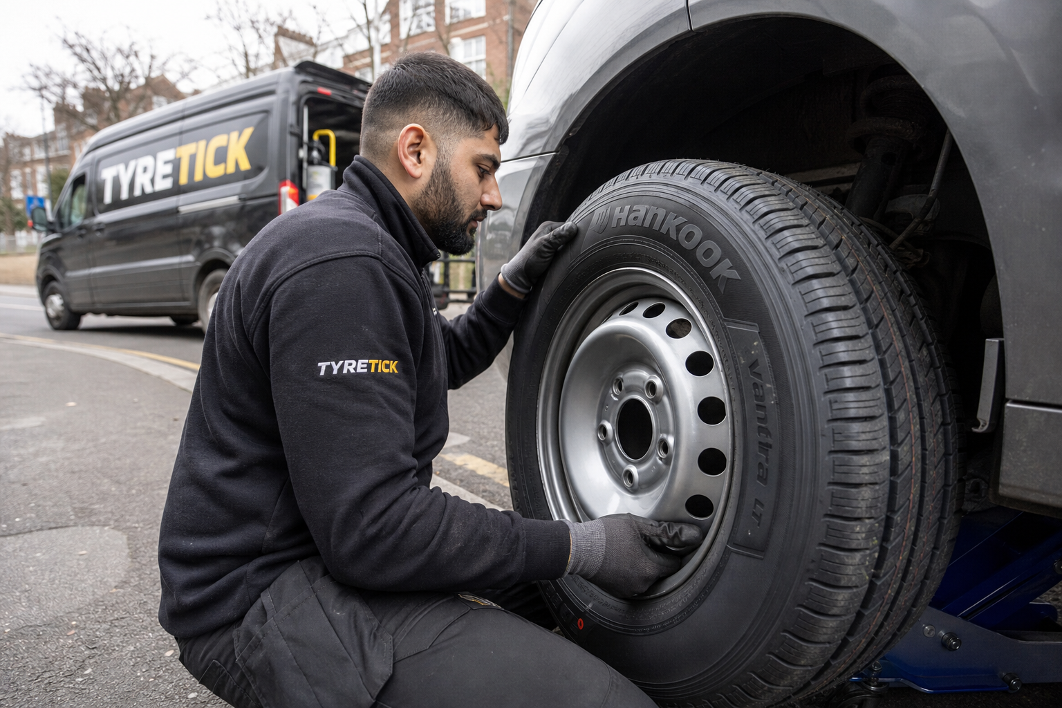 Hankook tyres fitted to a Ford Transit Custom van in Croydon