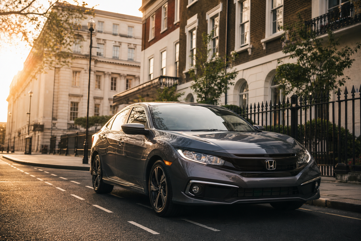 Honda Civic receiving mobile tyre fitting in London