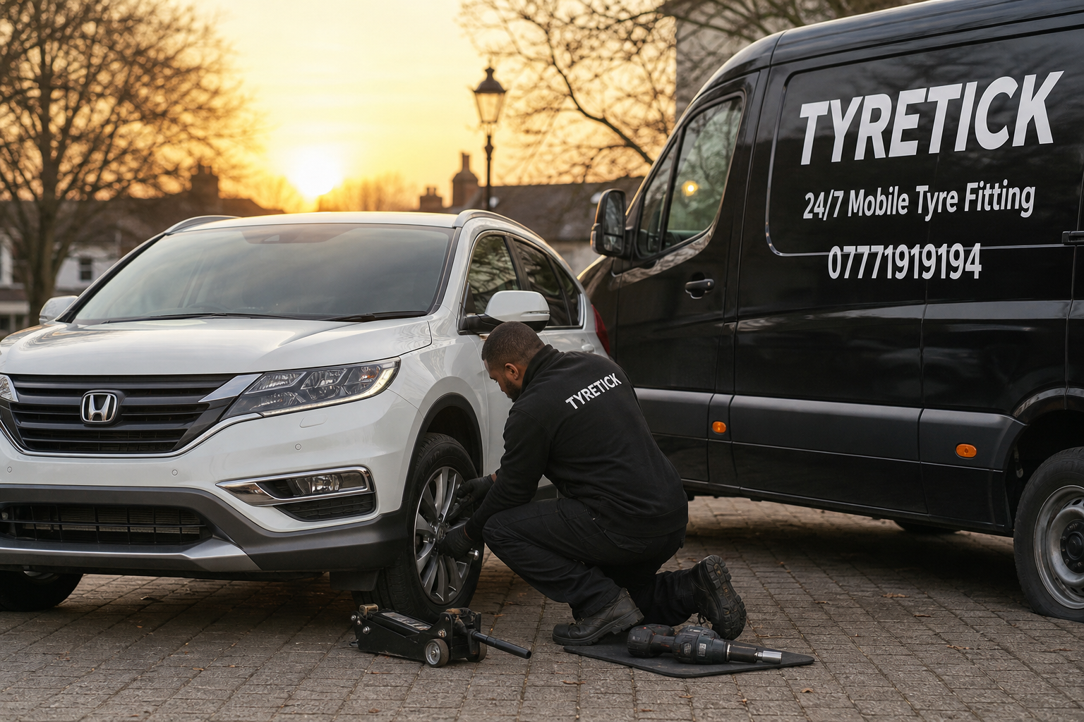 Honda CR-V tyre safety check after mobile fitting in Richmond