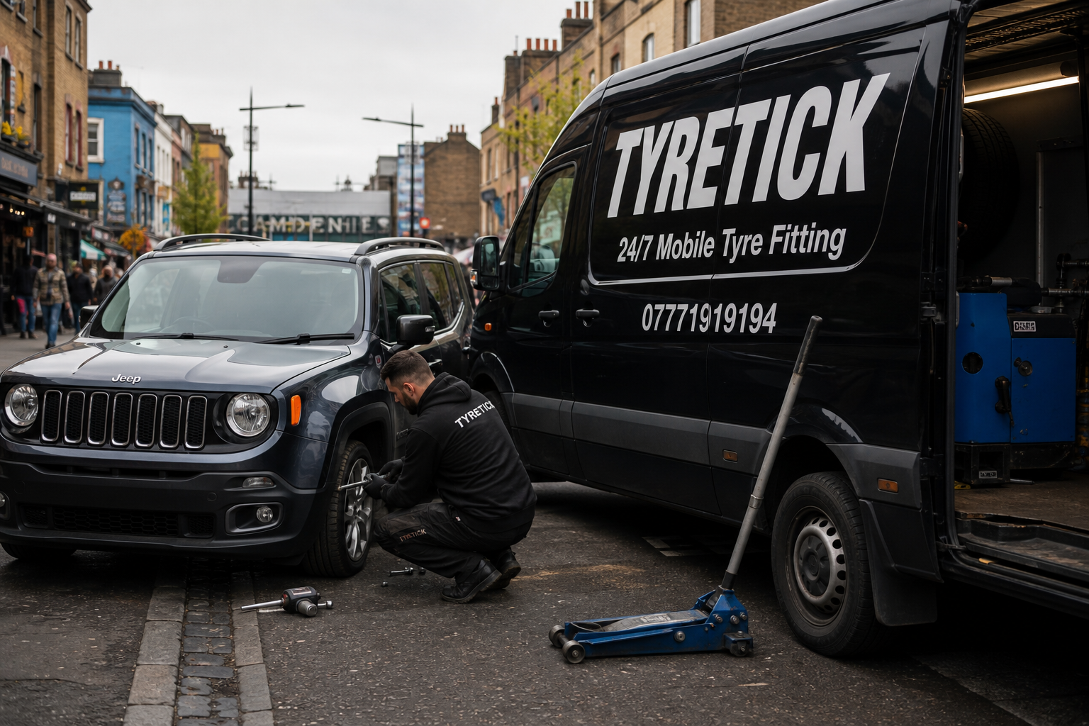 Jeep Renegade puncture repair and mobile tyre service in Camden