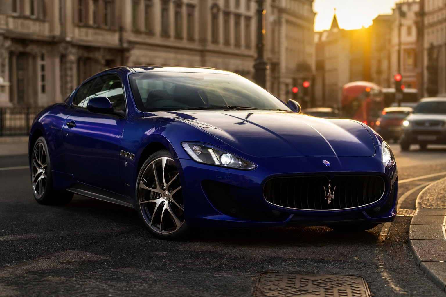 Maserati GranTurismo with mobile tyre fitting van in London