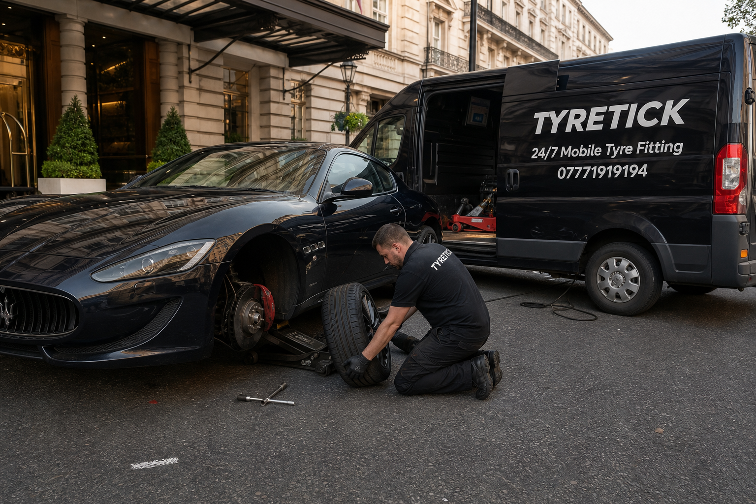 Maserati GranTurismo mobile tyre replacement in Westminster