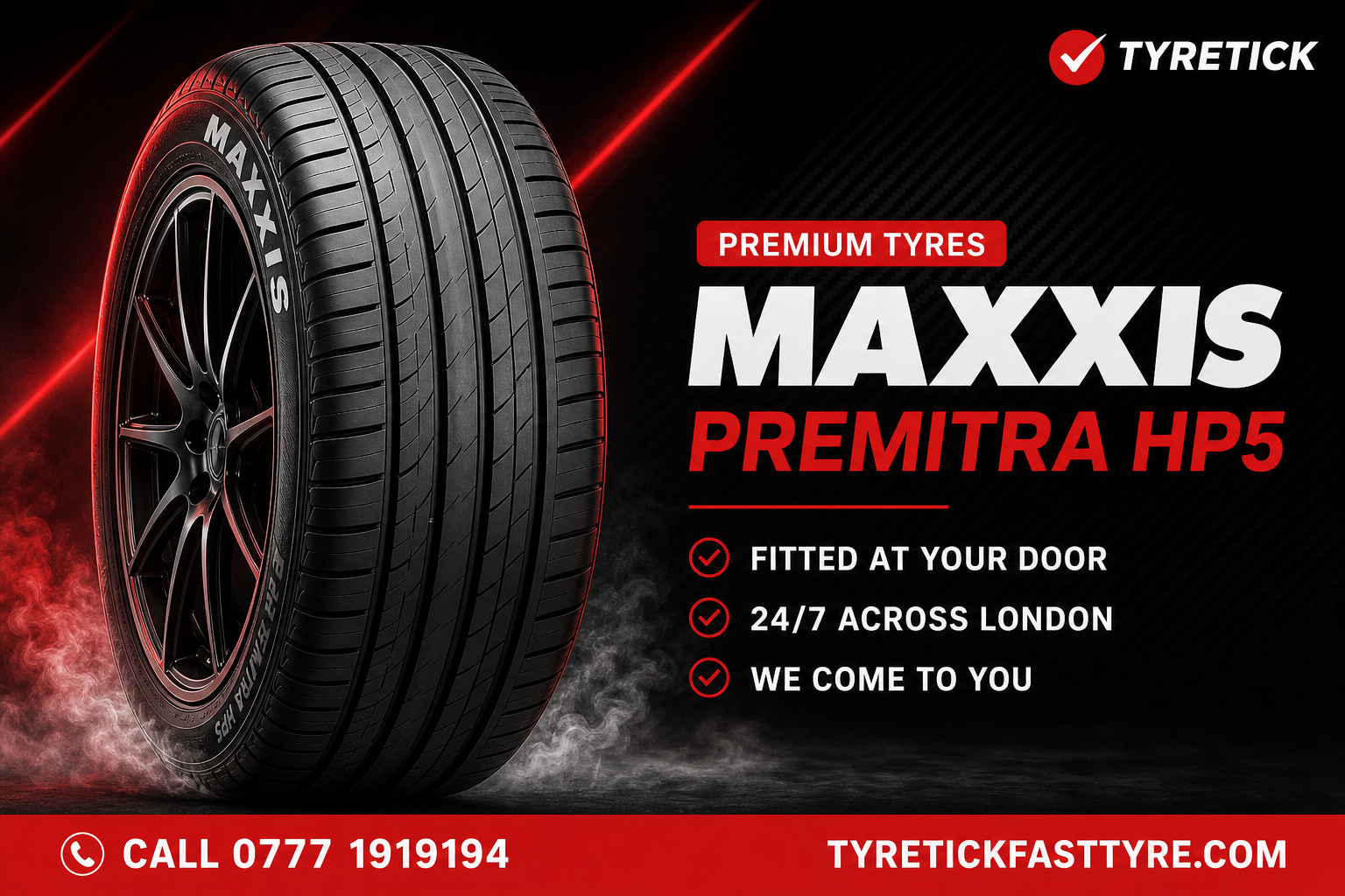 Maxxis Premitra HP5 tyre ready for mobile fitting in London