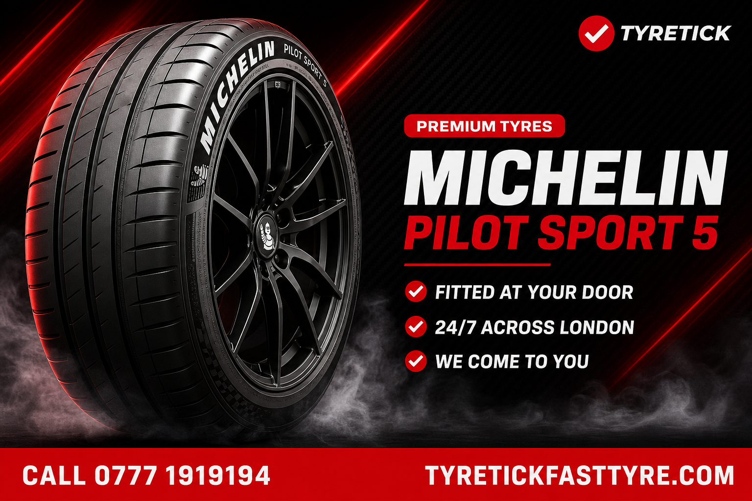 Michelin Pilot Sport 5 tyre ready for mobile fitting in London