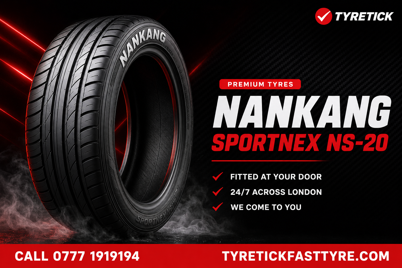 Nankang tyres fitted by a mobile tyre technician in London
