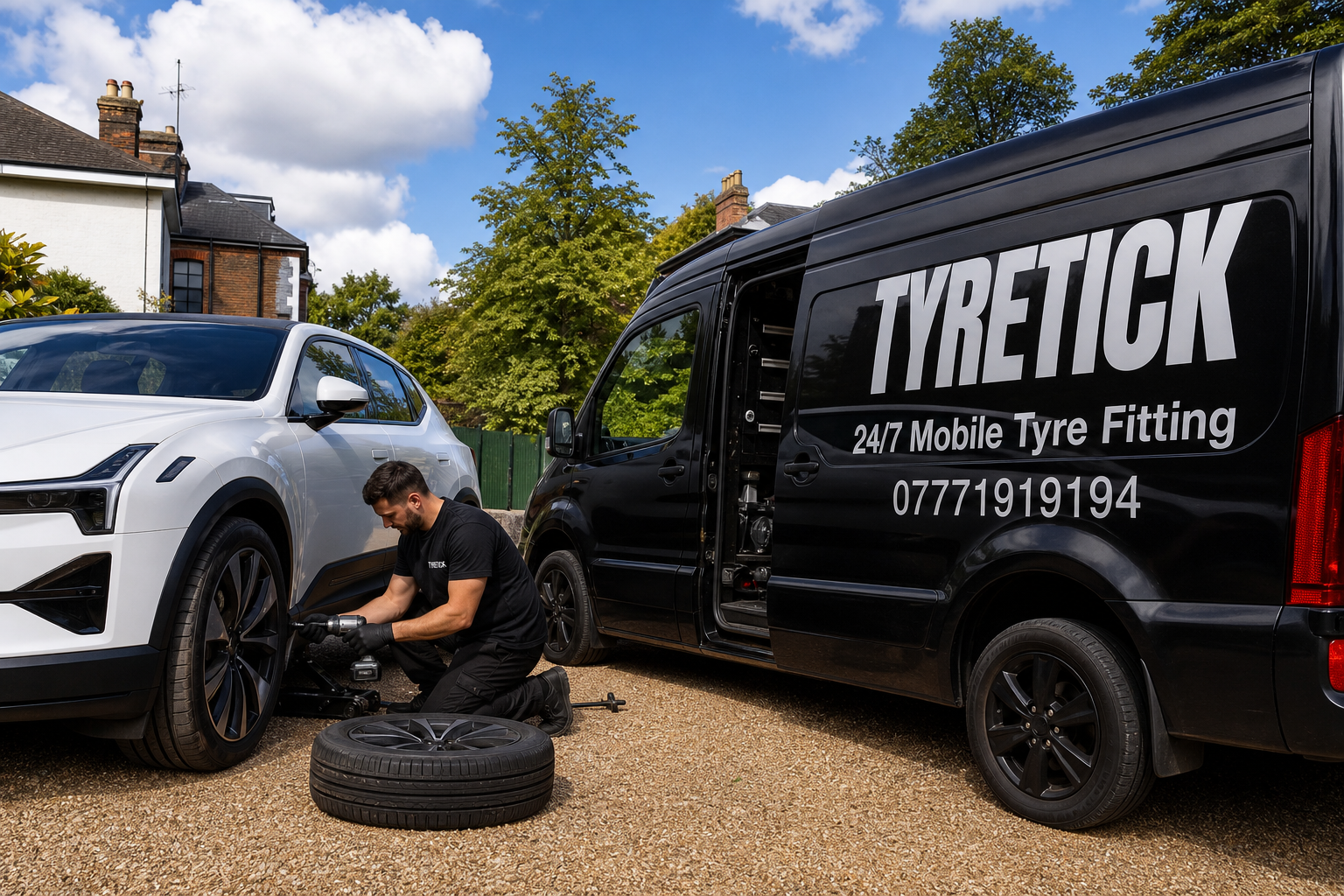 Polestar 3 tyre replacement on a Richmond driveway