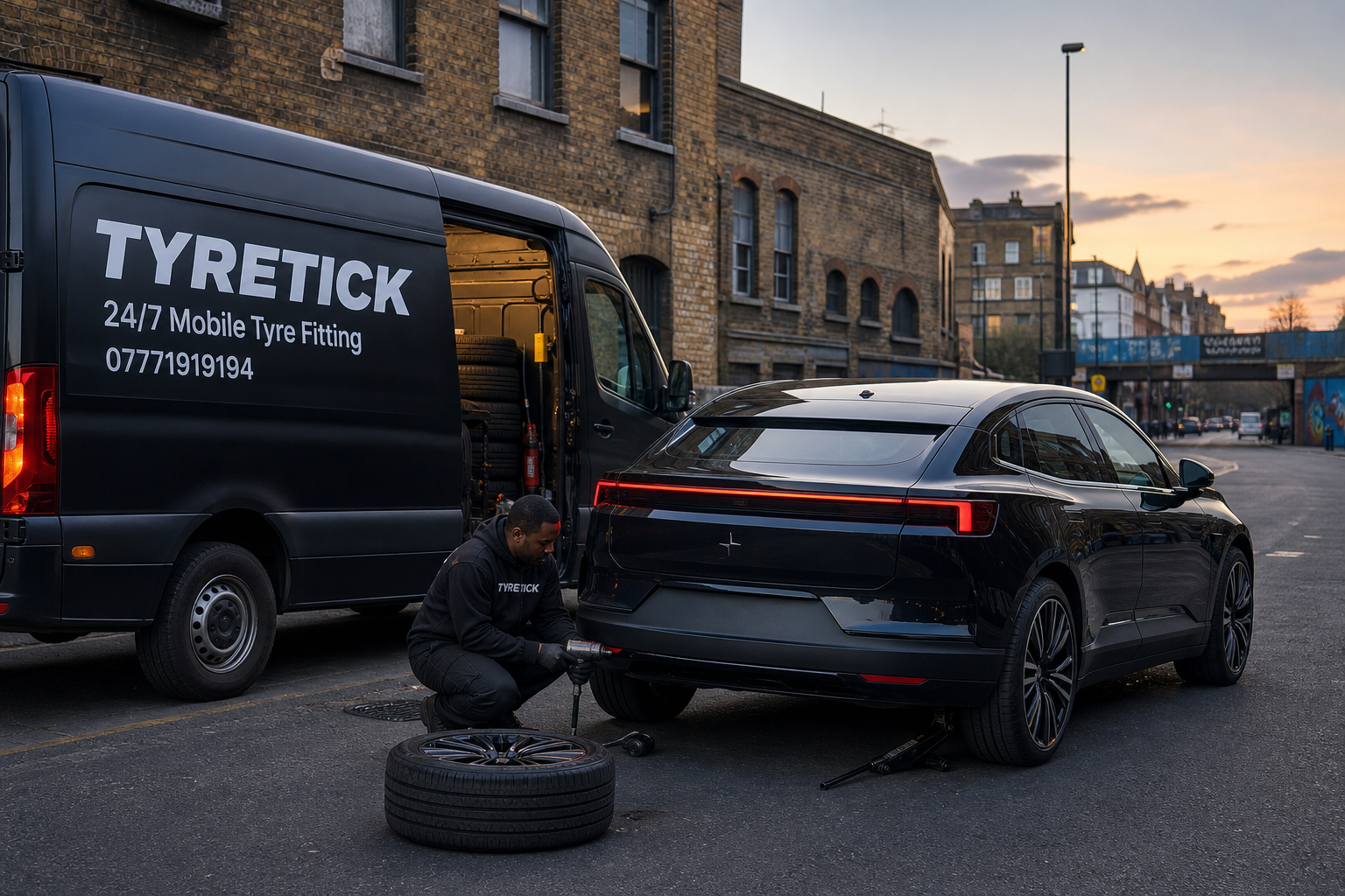 Polestar 4 roadside tyre service in Camden