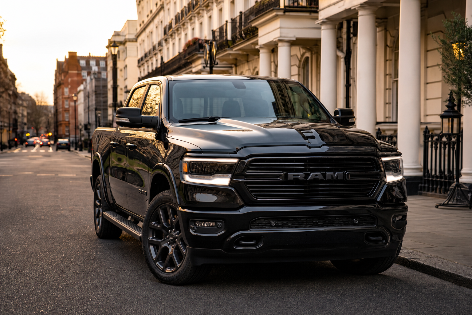Ram 1500 pickup having tyres fitted by a mobile technician in London