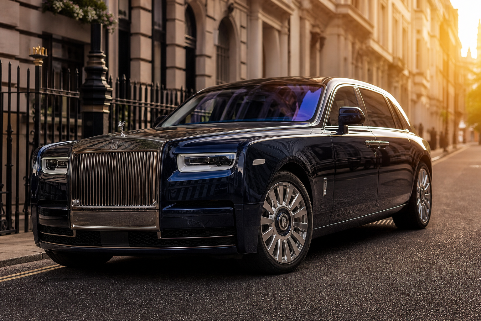 Rolls-Royce Phantom receiving mobile tyre fitting in London