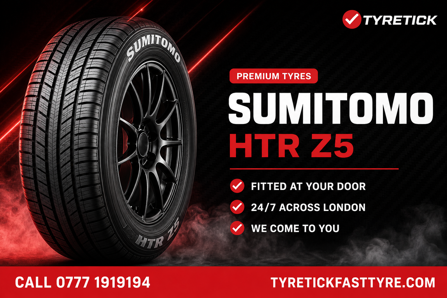 Sumitomo HTR Z5 tyre ready for mobile fitting in London