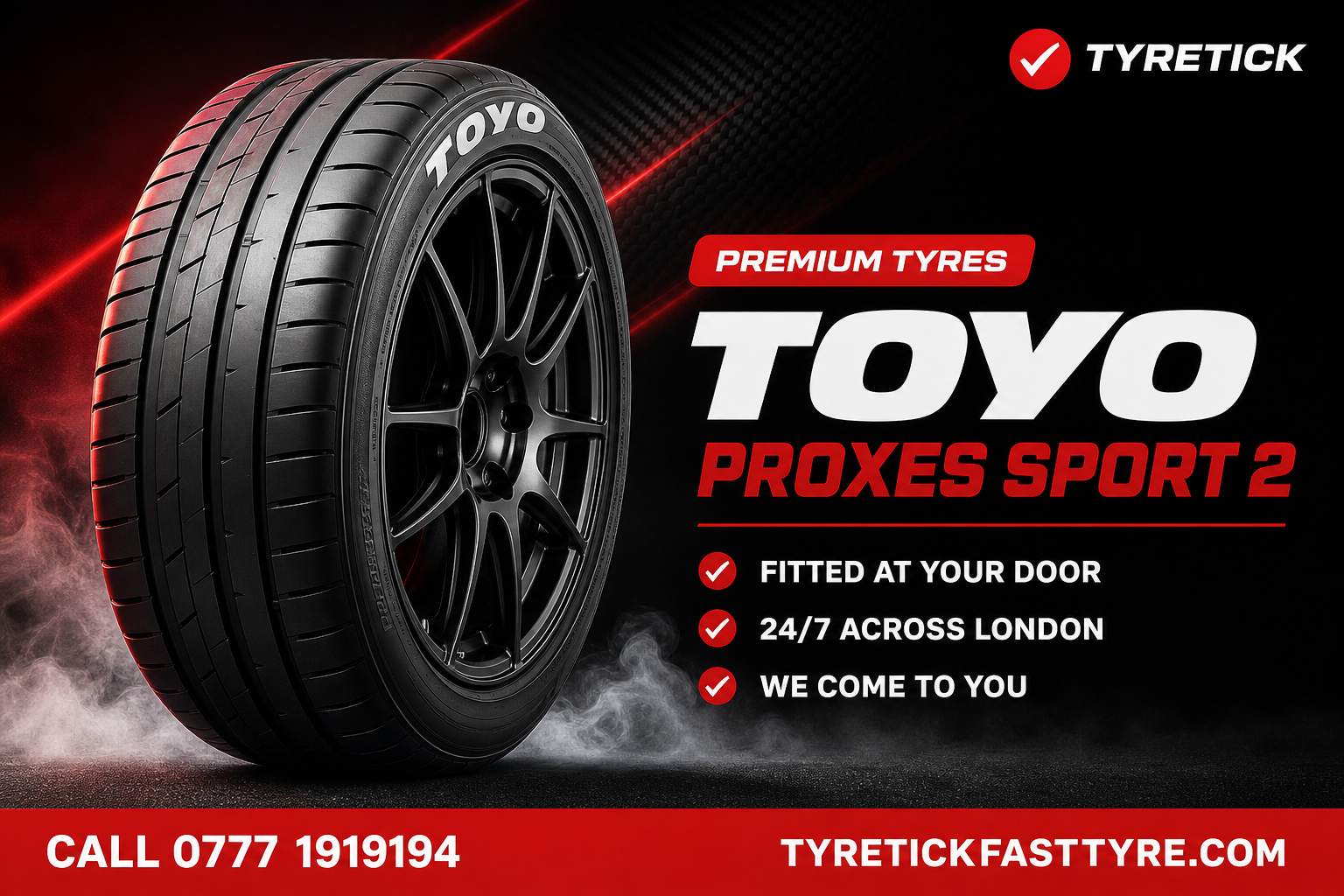 Toyo Proxes Sport 2 tyre ready for mobile fitting in London