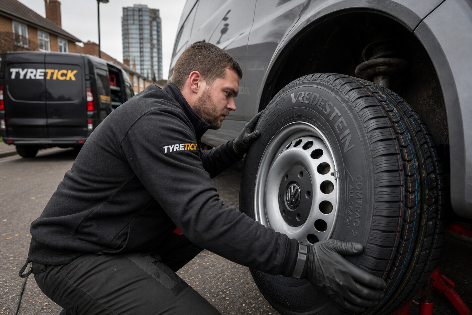 Vredestein tyres fitted to a Volkswagen Transporter van in Croydon
