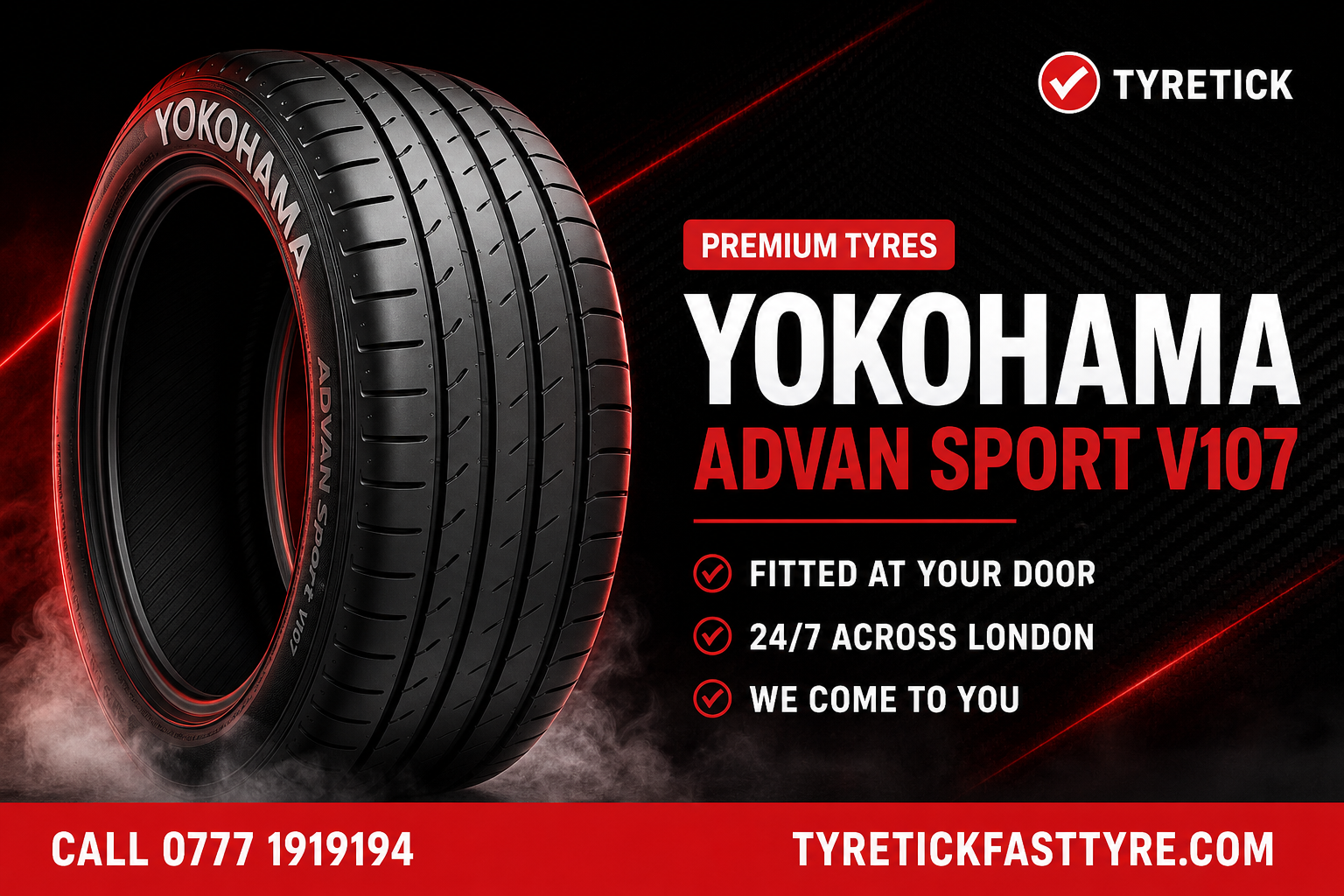 Yokohama ADVAN Sport V107 tyre available with mobile fitting in London